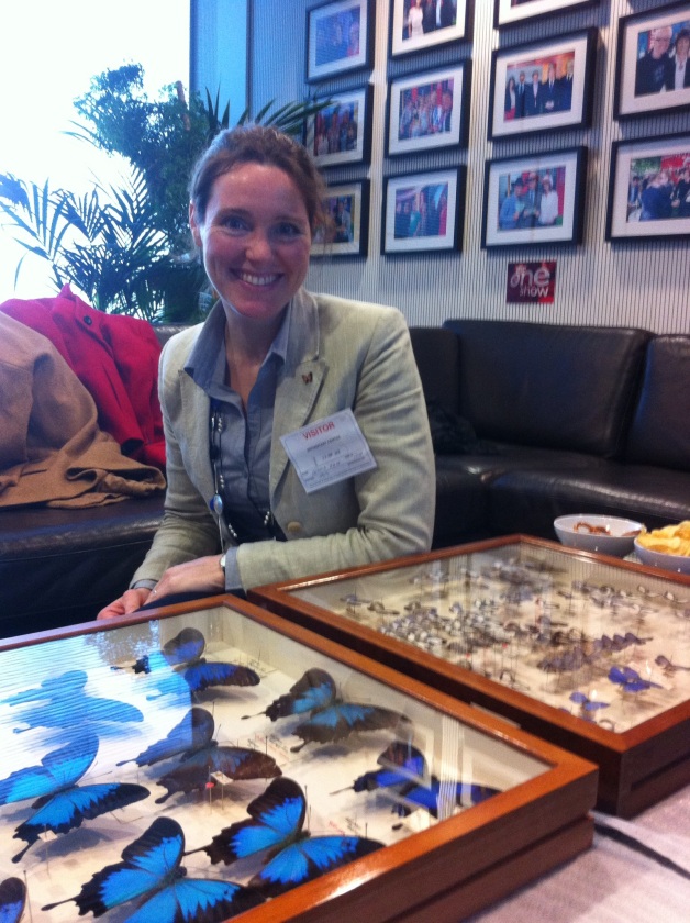Gemma Aboe with the drawers of Wallace specimens.