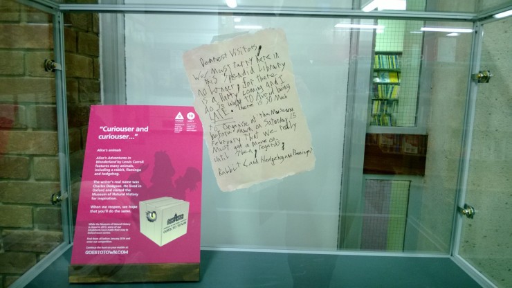 A note left behind by the white rabbit, Oxford Central Library